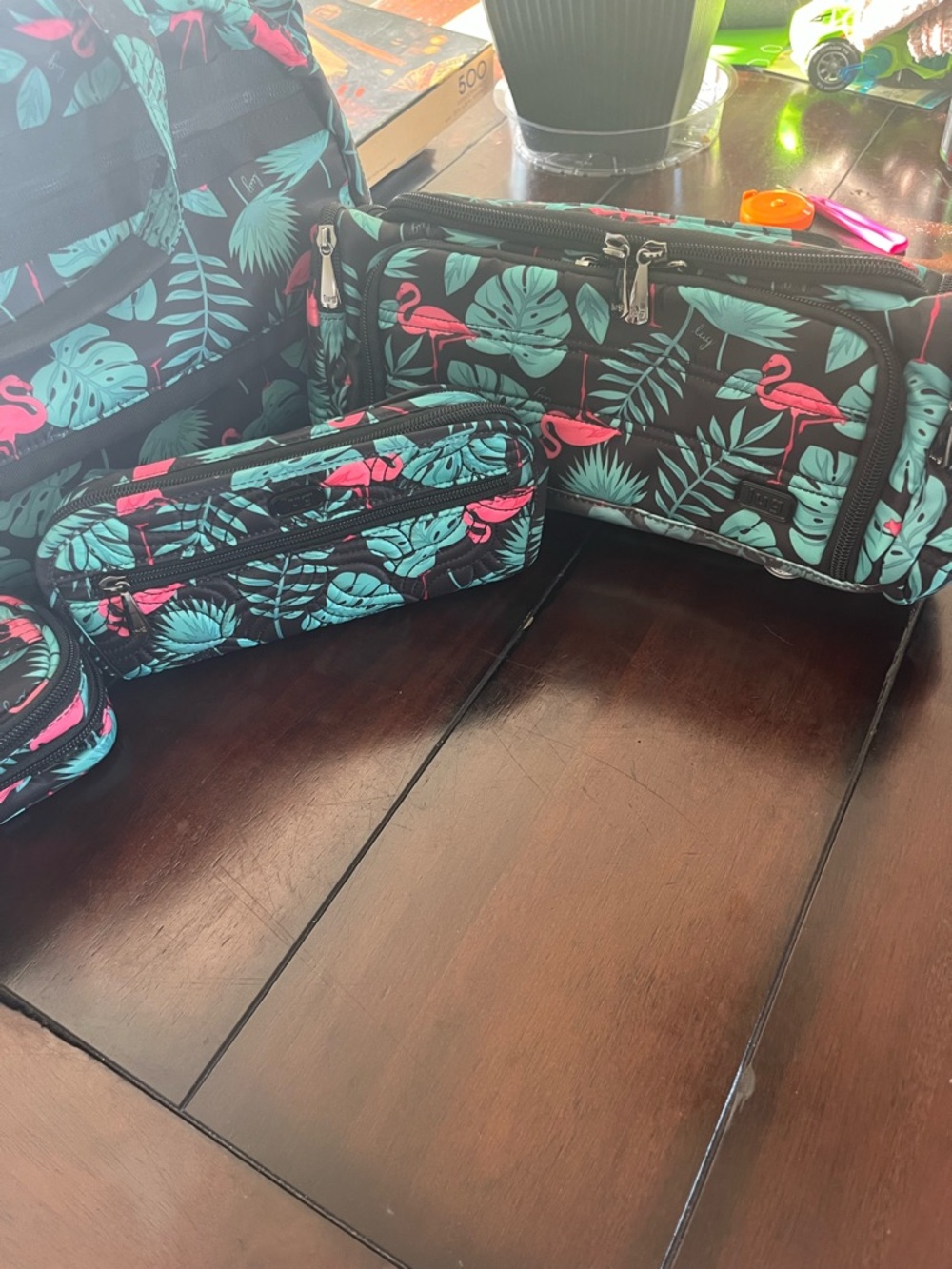 lug Tropical Flamingo Crossbody Set - Black, Teal & Pink